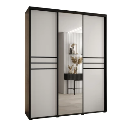 Šatní skříň YVONA 11 - 190/60 cm, černá / bílá / černá