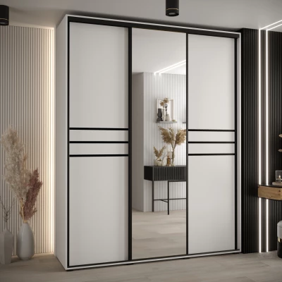 Šatní skříň YVONA 11 - 190/60 cm, bílá / černá