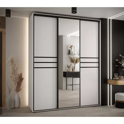 Šatní skříň YVONA 11 - 190/60 cm, bílá / černá