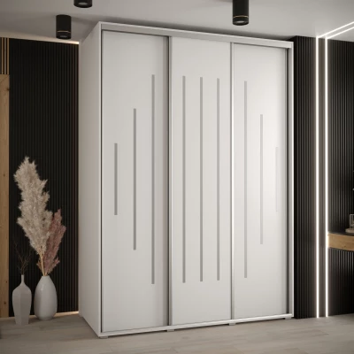 Šatní skříň YVONA 12 - 170/60 cm, bílá / stříbrná