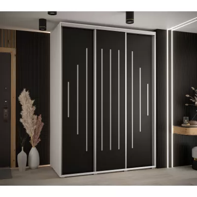 Šatní skříň YVONA 12 - 170/60 cm, bílá / černá / stříbrná