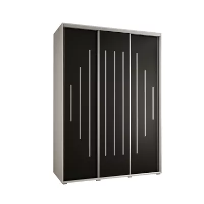 Šatní skříň YVONA 12 - 170/60 cm, bílá / černá / stříbrná