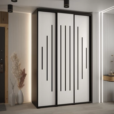 Šatní skříň YVONA 12 - 160/60 cm, černá / bílá / černá