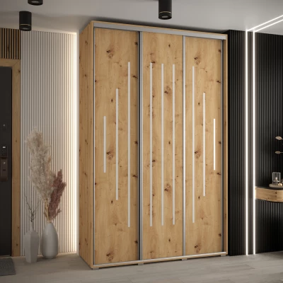 Šatní skříň YVONA 12 - 150/60 cm, dub artisan / stříbrná