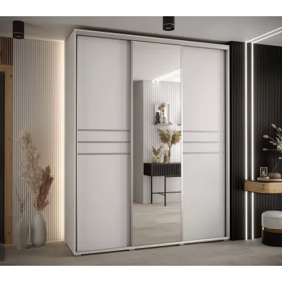 Šatní skříň YVONA 11 - 200/60 cm, bílá / stříbrná