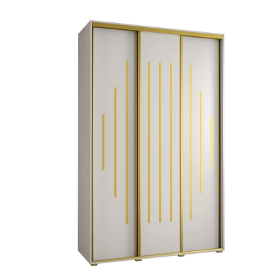 Šatní skříň YVONA 12 - 150/60 cm, bílá / zlatá