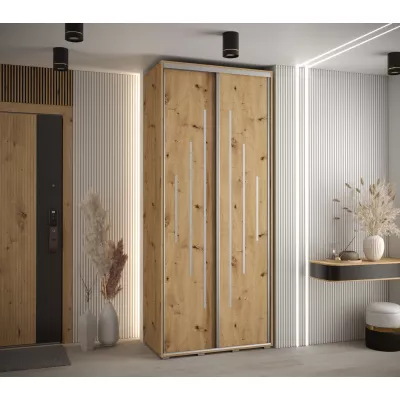 Šatní skříň YVONA 12 - 100/60 cm, dub artisan / stříbrná
