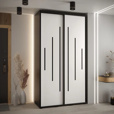 Šatní skříň YVONA 12 - 140/60 cm, černá / bílá / černá