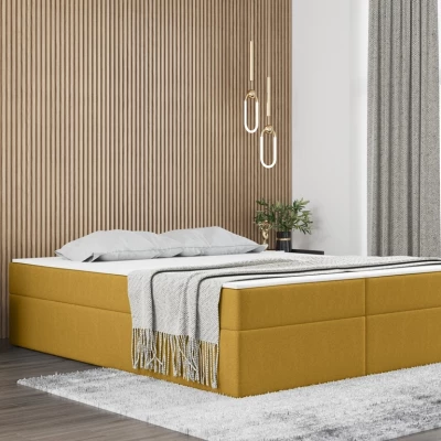 Čalouněná manželská postel UZMA - 200x200, žlutá