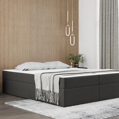 Čalouněná manželská postel UZMA - 200x200, tmavě šedá