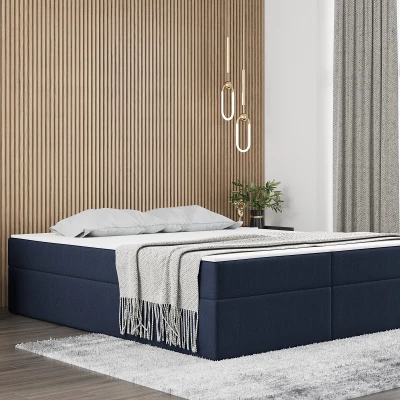 Čalouněná manželská postel UZMA - 180x200, modrá