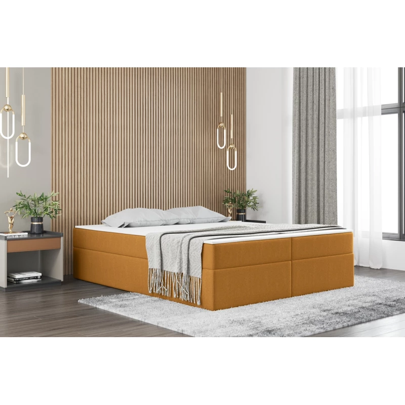Čalouněná manželská postel UZMA - 180x200, medově žlutá