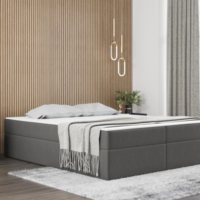 Čalouněná manželská postel UZMA - 160x200, šedá