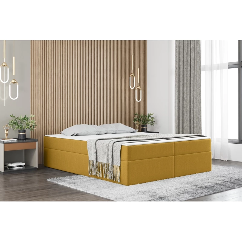Čalouněná manželská postel UZMA - 160x200, žlutá