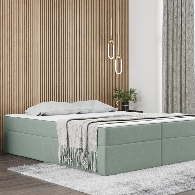 Čalouněná manželská postel UZMA - 140x200, světle zelená