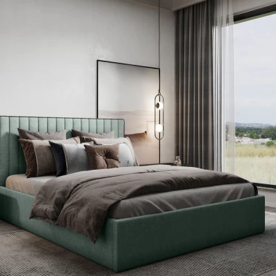 Čalouněná manželská postel ANNELI - 200x200, zelená