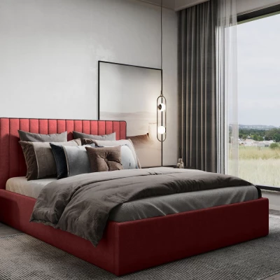 Čalouněná manželská postel ANNELI - 180x200, červená