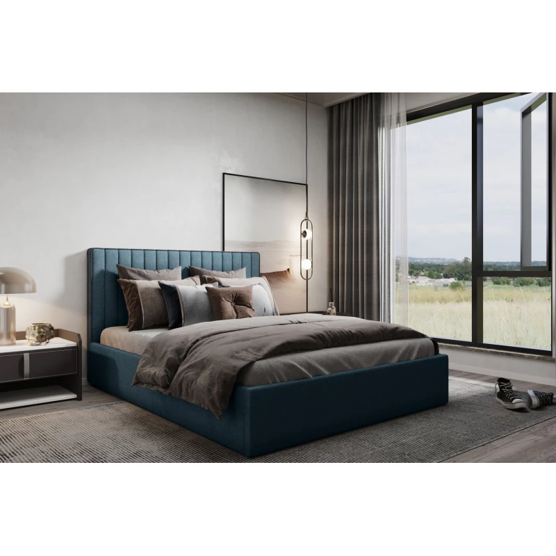 Čalouněná manželská postel ANNELI - 180x200, tmavě modrá