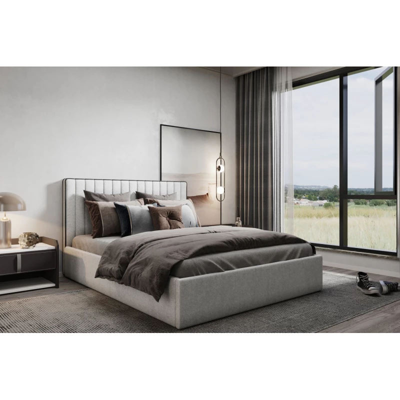 Čalouněná manželská postel ANNELI - 160x200, světle šedá