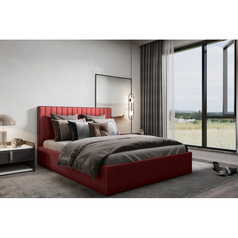 Čalouněná manželská postel ANNELI - 140x200, červená