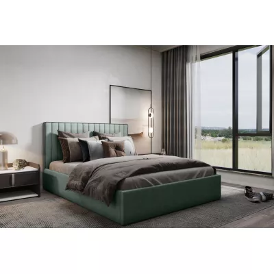 Čalouněná manželská postel ANNELI - 140x200, zelená