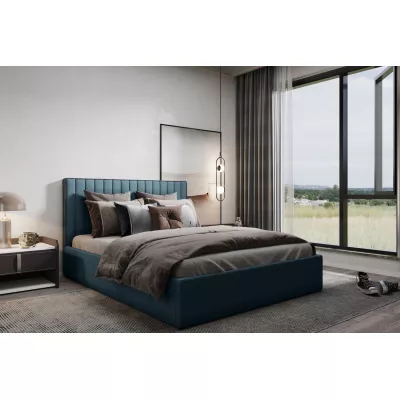 Čalouněná jednolůžková postel ANNELI - 120x200, tmavě modrá