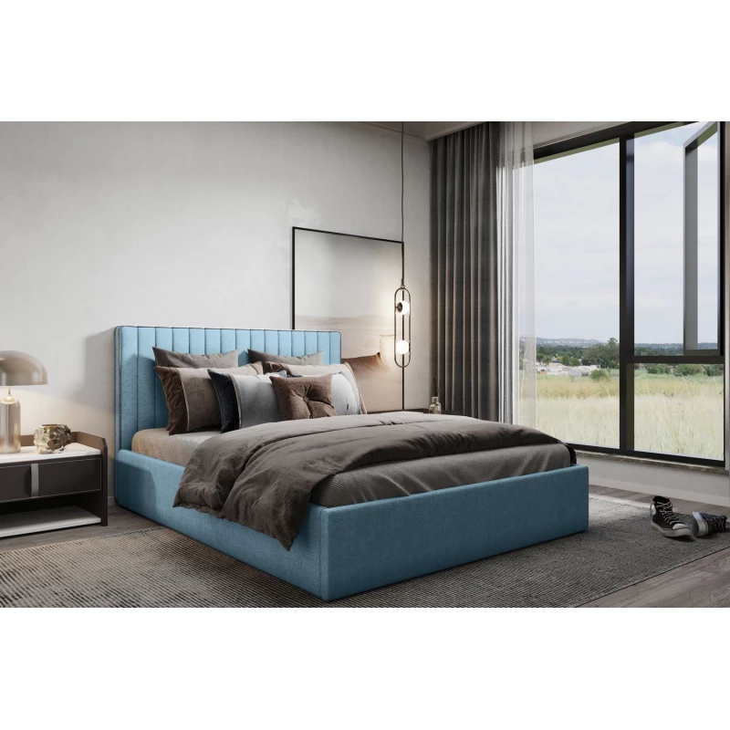 Čalouněná jednolůžková postel ANNELI - 120x200, modrá