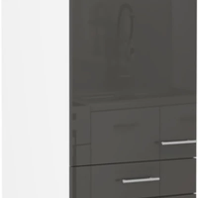 Potravinová skříňka se šuplíky LAJLA - šířka 60 cm, šedá / bílá