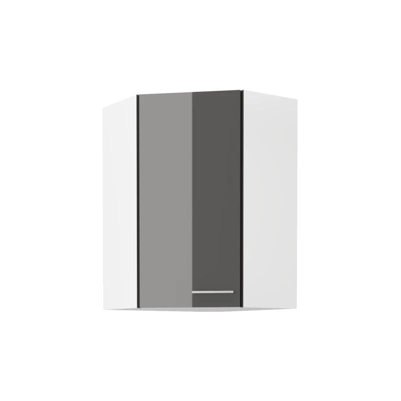 Vysoká rohová skříňka LAJLA - 60x60 cm, šedá / bílá