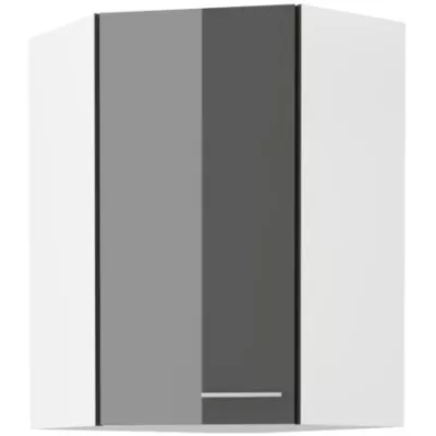 Vysoká rohová skříňka LAJLA - 60x60 cm, šedá / bílá