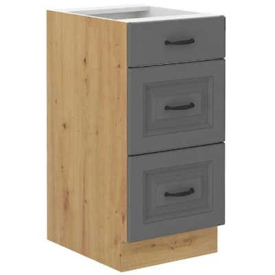 Kuchyňská skříňka se šuplíky SOPHIA - šířka 40 cm, šedá / dub artisan