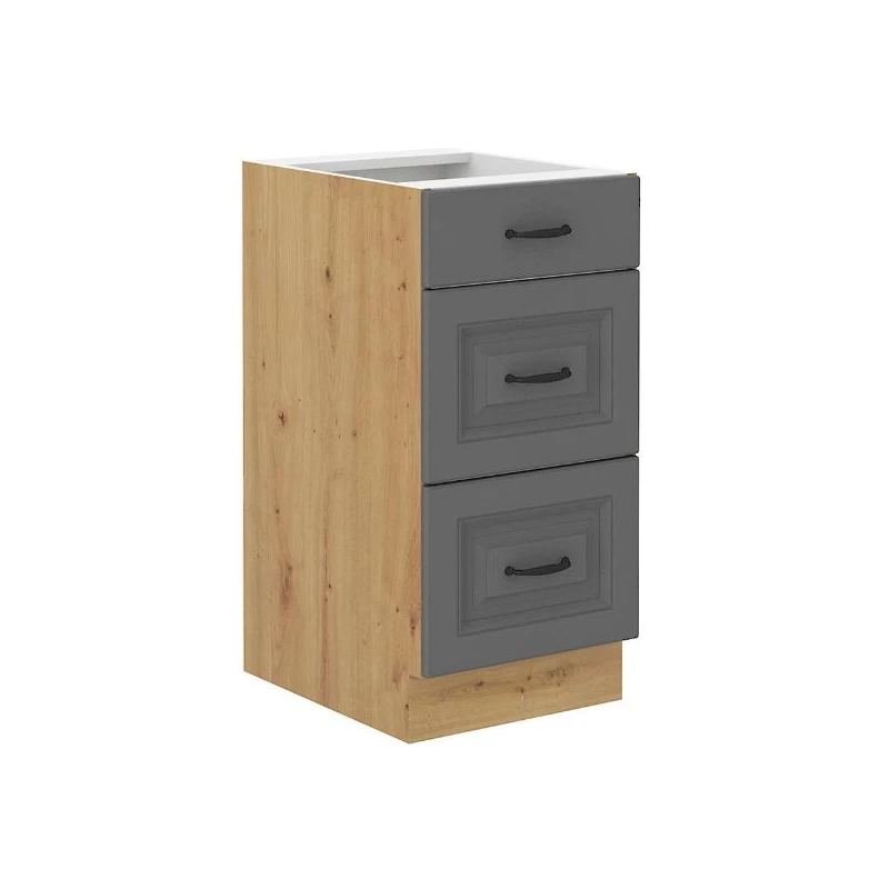 Kuchyňská skříňka se šuplíky SOPHIA - šířka 40 cm, šedá / dub artisan
