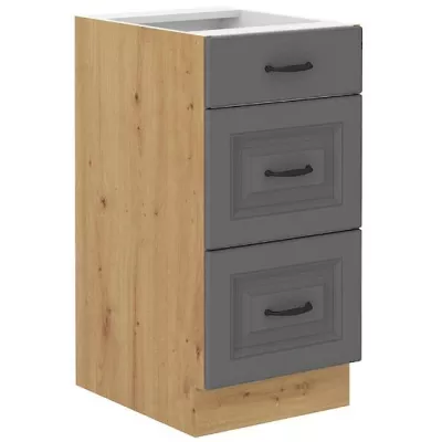 Kuchyňská skříňka se šuplíky SOPHIA - šířka 40 cm, šedá / dub artisan