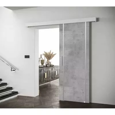 Posuvné dveře se stříbrnými úchyty SALOME 9 - beton / bílé