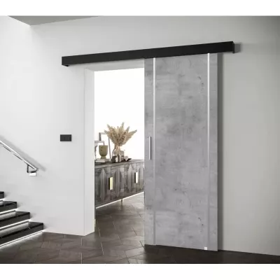 Posuvné dveře se stříbrnými úchyty SALOME 9 - beton / černé