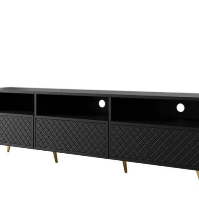 Široký TV stolek na nožičkách PINELAND - černý