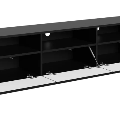 Široký TV stolek na nožičkách PINELAND - černý
