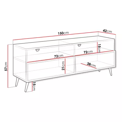 TV stolek na nožičkách PINELAND - černý