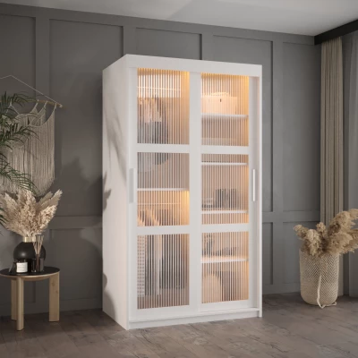 Šatní skříň SHERYL 1 - 100 cm, bílá / stříbrná