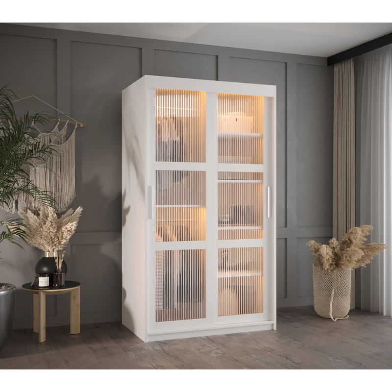 Šatní skříň SHERYL 1 - 100 cm, bílá / stříbrná