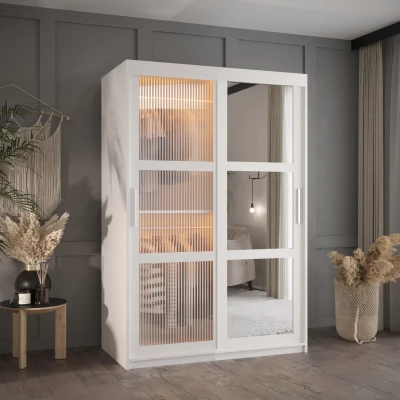 Šatní skříň SHERYL 2 - 120 cm, bílá / stříbrná