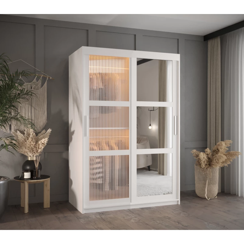 Šatní skříň SHERYL 2 - 120 cm, bílá / stříbrná