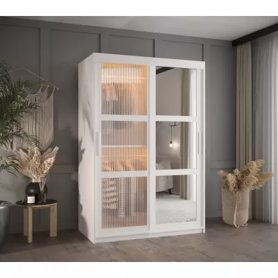 Šatní skříň SHERYL 2 - 120 cm, bílá / stříbrná