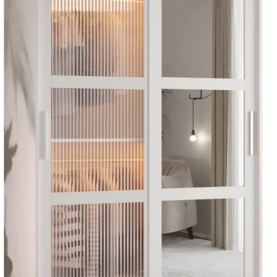 Šatní skříň SHERYL 2 - 120 cm, bílá / stříbrná