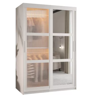 Šatní skříň SHERYL 2 - 120 cm, bílá / stříbrná