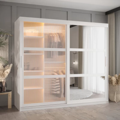 Šatní skříň SHERYL 2 - 200 cm, bílá / stříbrná