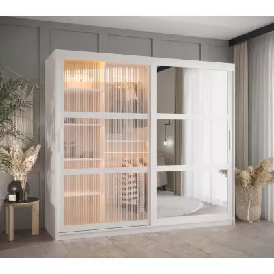 Šatní skříň SHERYL 2 - 200 cm, bílá / stříbrná