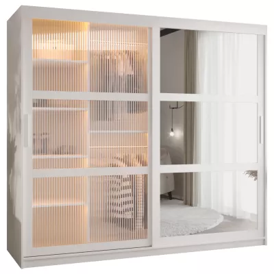 Šatní skříň SHERYL 2 - 200 cm, bílá / stříbrná