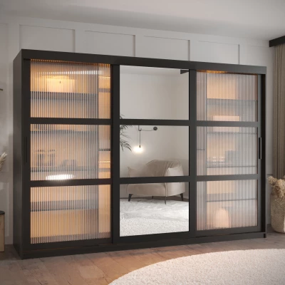 Šatní skříň SHERYL 2 - 250 cm, černá / černá