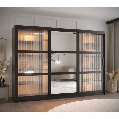 Šatní skříň SHERYL 2 - 250 cm, černá / černá